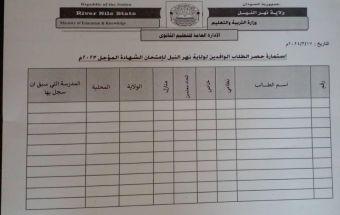 نهر النيل تعلن بدايةتسجيل الطلاب الوافدين الجالسين لامتحانات الشهادةالثانويةالمؤجلة