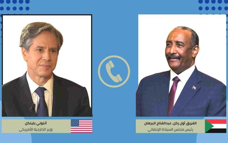 البرهان يتلقى إتصالاً هاتفياً من وزير الخارجية الأمريكي