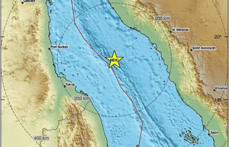 هزتان أرضيتان في البحر الأحمر بالقرب من سواحل السودانية