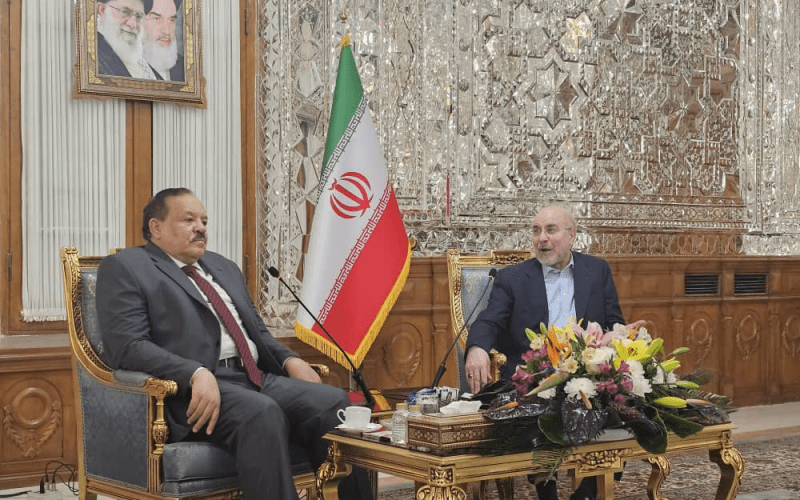 وزير الخارجية السوداني يلتقي رئيس مجلس الشورى الإيراني