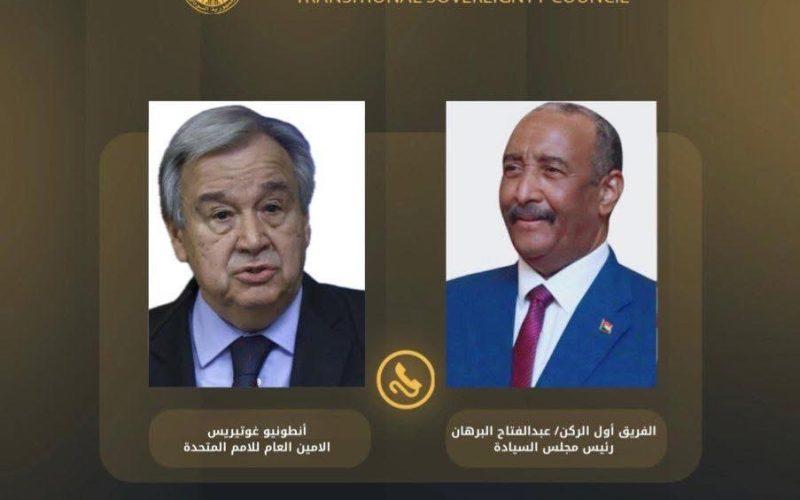 رئيس مجلس السيادة يتلقى إتصالاً هاتفياً من الأمين العام للأمم المتحدة