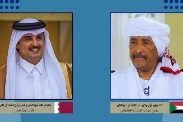 رئيس مجلس السيادة يتلقى اتصالاً هاتفياً من أمير دولة قطر