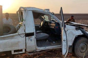حادث مروري بمنطقة الشواك يؤدي الي انقلاب عربة قائد كتيبة البراء المصباح أبوزيد